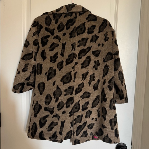 Stylish Leopard Print Woman’s 3/4 Sleeve Hot Neon Link Outerwear Coat - Picture 8 of 9